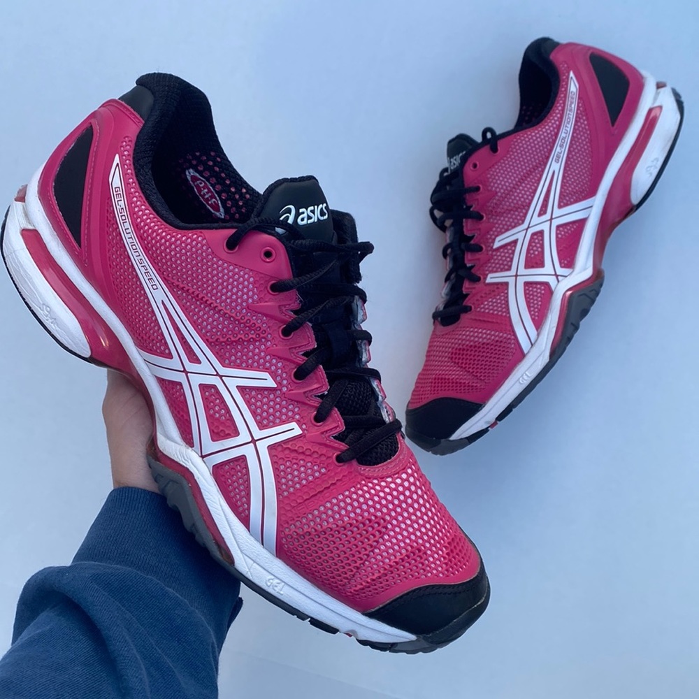 Asics Gel Solution Speed Pink/White/Black (E250N) Shoes Size: 10
